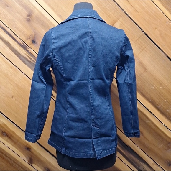 NWT DG2 Diane Gilman FLEX STRETCH Tailored 1-Button Blazer, Indigo Denim Jacket - Picture 7 of 12